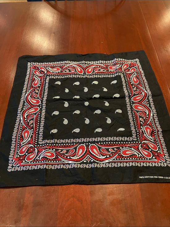 Vintage Accessories - Vintage Black and Red Paisley Cotton Bandana